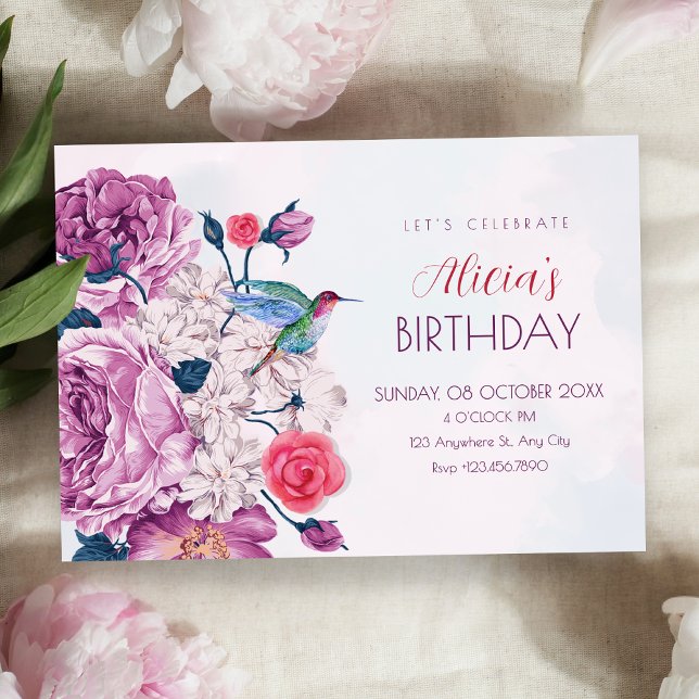 Convites Purple flowers bloom birthday (Criador carregado)