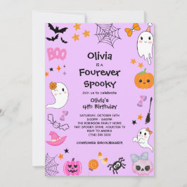 Convites Purple Four Ever Spooky Halloween 4º aniversário