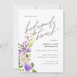 Convites Purple Greenery Floral Bridesmaids Partido Brunch