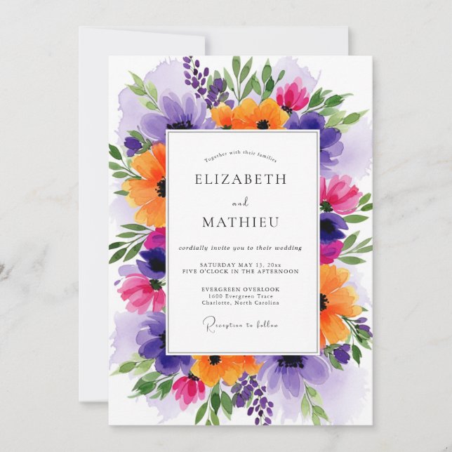 Convites Purple Jubilant Spring Wedding (Frente)