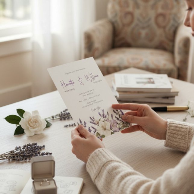 Convites Purple Lavender Botanical Garden Wedding (Criador carregado)