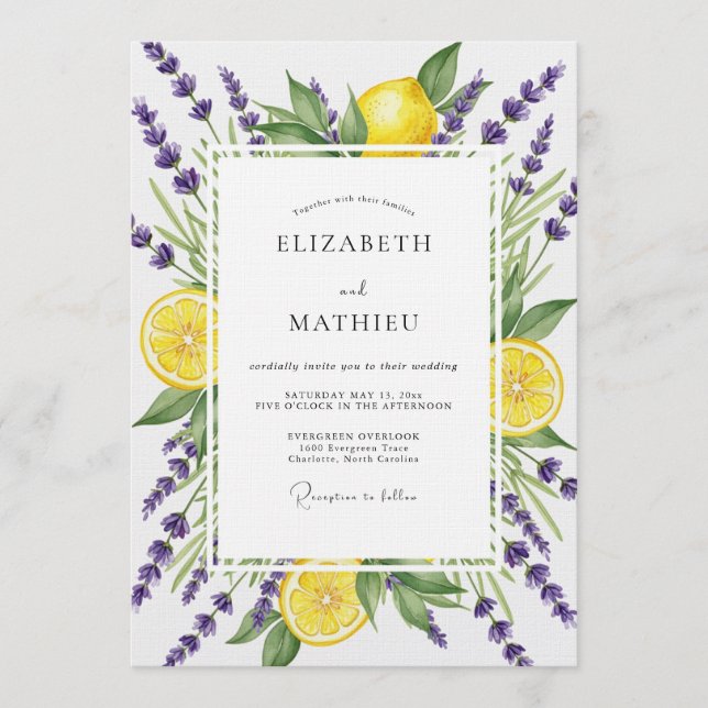 Convites Purple Lavender Citrus Bloom Wedding (Frente)