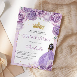 Convites Purple Lilac Floral Quinceanera Dourada Princesa