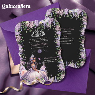 Convites Purple Lilac Quinceanera Vestido Floral Wisteria