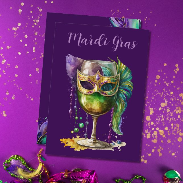 Convites Purple Mardi Gras Mask  (Criador carregado)