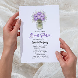 Convites Purple Palette Ranunculus Mason Jar Bridal Shower