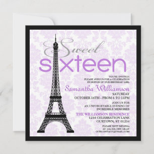Convites Purple Paris Sweet 16