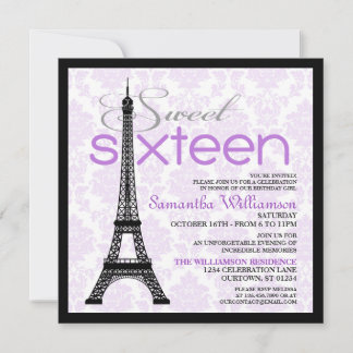Convites Purple Paris Sweet 16
