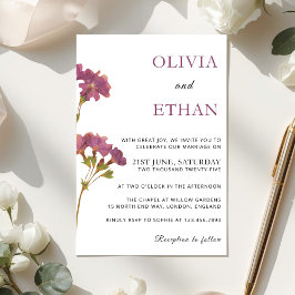 Convites Purple Petunia Floral Wedding Invitation