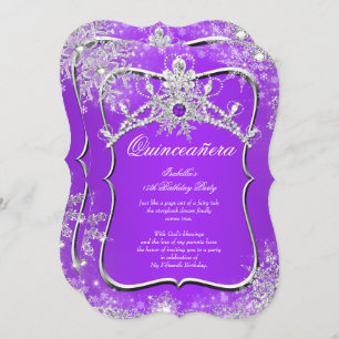 Convites Purple Quinceanera 15 Winter Wonderland