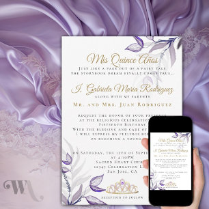 Convites Purple Quinceañera Mis Quince Años