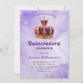 Convites Purple Quinceanera Princess Crown Birthday Party 