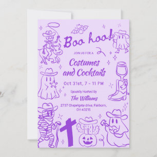 Convites Purple Quirky Hand Drake Festa de Cowboy Halloween