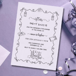 Convites Purple Ramadan Bow doodle ramadan iftar invitation