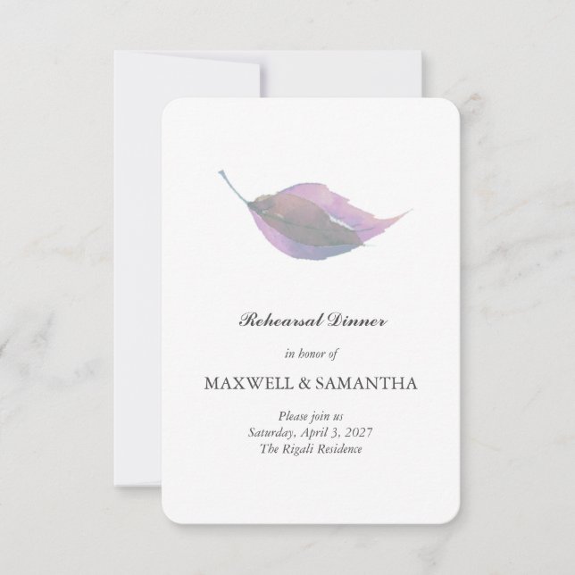 Convites Purple Rehearsal Dinner Invitation  (Frente)