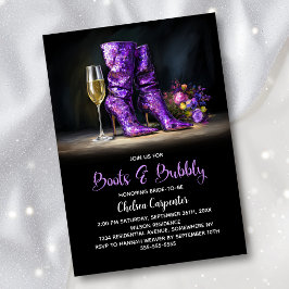 Convites Purple Sequin Boots and Bubbly Bridal Shower