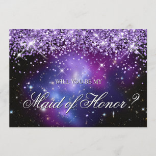 Convites Purple Sparkly Glitter Celestial Party