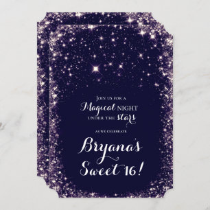 Convites Purple Starry Night Sky Celestial Sweet 16