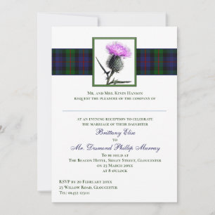 Convites Purple Thistle Murray de Atholl Tartan Wedding