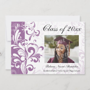 Convites Purple Vibrant Swirl Photo Graduation/Party