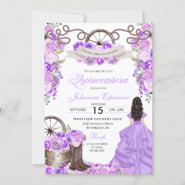 Convites Purple Western Charra Ranchero Quinceanera