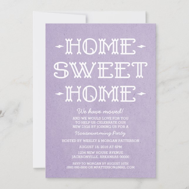Convites Purple Whimsical Sweet Home Housearming Party (Frente)