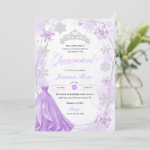Convites Purple Winter Wonderland Snowflake Quinceanera