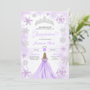 Convites Purple Winter Wonderland Snowflake Quinceanera