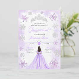 Convites Purple Winter Wonderland Snowflake Quinceanera