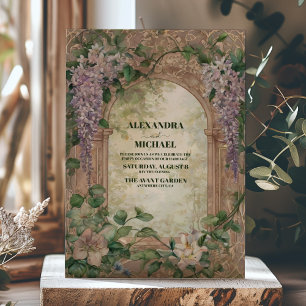 Convites Purple Wisteria Flowers Greenery Modern Weding