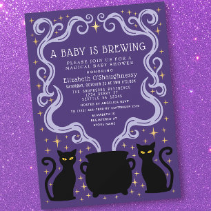 Convites Purple Witchy Baby está a Caminho Chás de Bebê