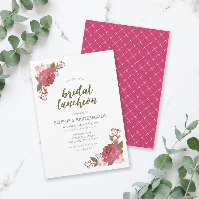 Convites Púrpura Aquarela Floral Bridal (Criador carregado)