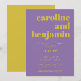 Convites Púrpura Brilhante e Invit Moderno de Casamento Ama