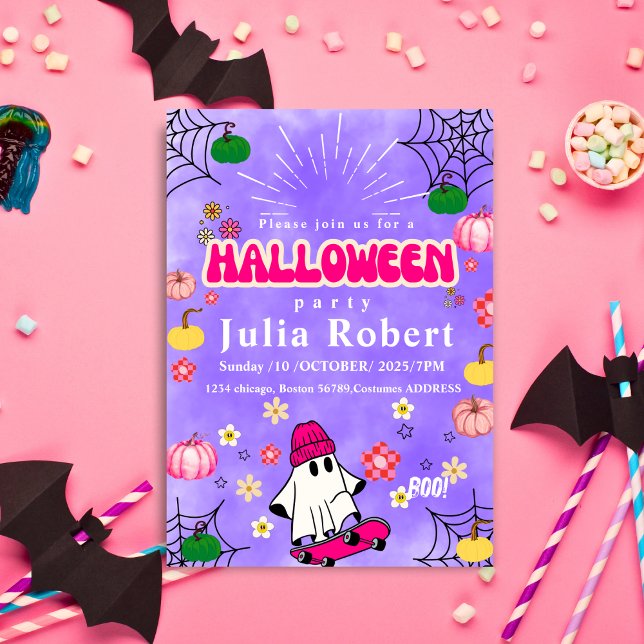 Convites púrpura de abóbora-de-bruxa-do-mato-fantasma (Criador carregado)