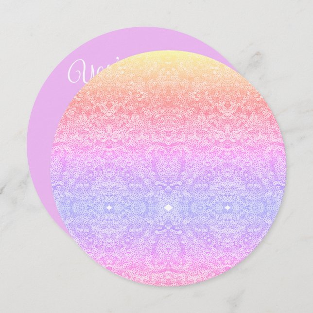 Convites Púrpura de ouro rosa gradiente de rendas (Frente/Verso)