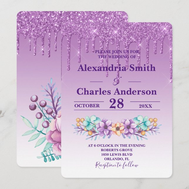 Convites Púrpura Derrubando Casamento com Literatura (Frente/Verso)