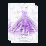 Convites Púrpura, Dourada borboleta Dança Vestida Doce Doce<br><div class="desc">Personalizar para qualquer evento</div>