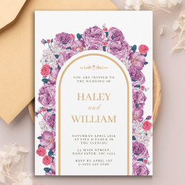 Convites Púrpura e Dourada Púrpura Chic Elegante e Casament