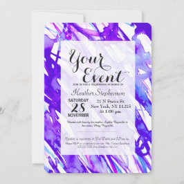 Convites Púrpura e Pink Watercolor Paint Splatter