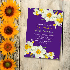 Convites Púrpura Floral Púrpura Amarelo Daffodil Branco Ani