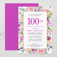 Púrpura Floral Rosa 100º Aniversário