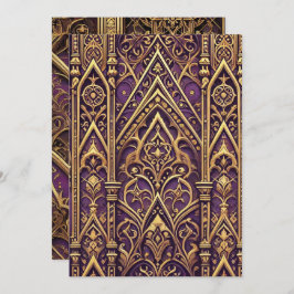Convites Púrpura Imprimível e Dourado Padrão Gótico Vitoria