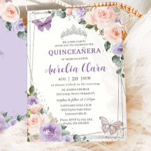 Púrpura Lilac Blush Prata Floral Quinceañera XV 16