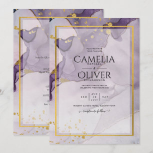 Convites Púrpura Sujo Dourado Tinta Alcoólica Casamento Abs