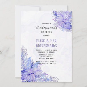 Convites Púrpura Tropical Azul Palma Folha de Bridesmaid Lu