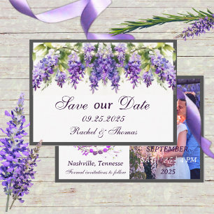 Convites Púrpura Wisteria Pensou que Casamento Salve o Cart