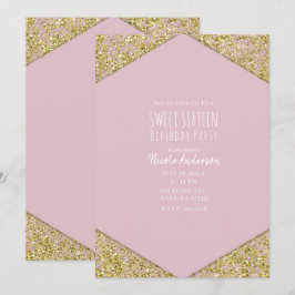 Convites Purpurina Dourada Rosa Brilho Festa Glam Glamour 1