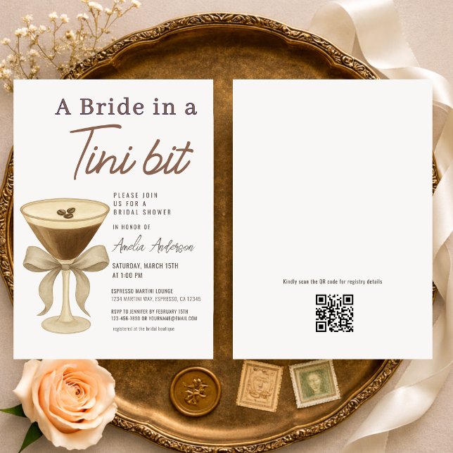 Convites QR Code A Bride in a Tini Bit Bridal Shower (Criador carregado)
