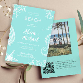 Convites QR CODE Casamento de foto de destino de praia