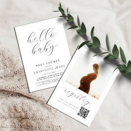 Convites QR Code Hello Baby Modern Photo Chá de fraldas